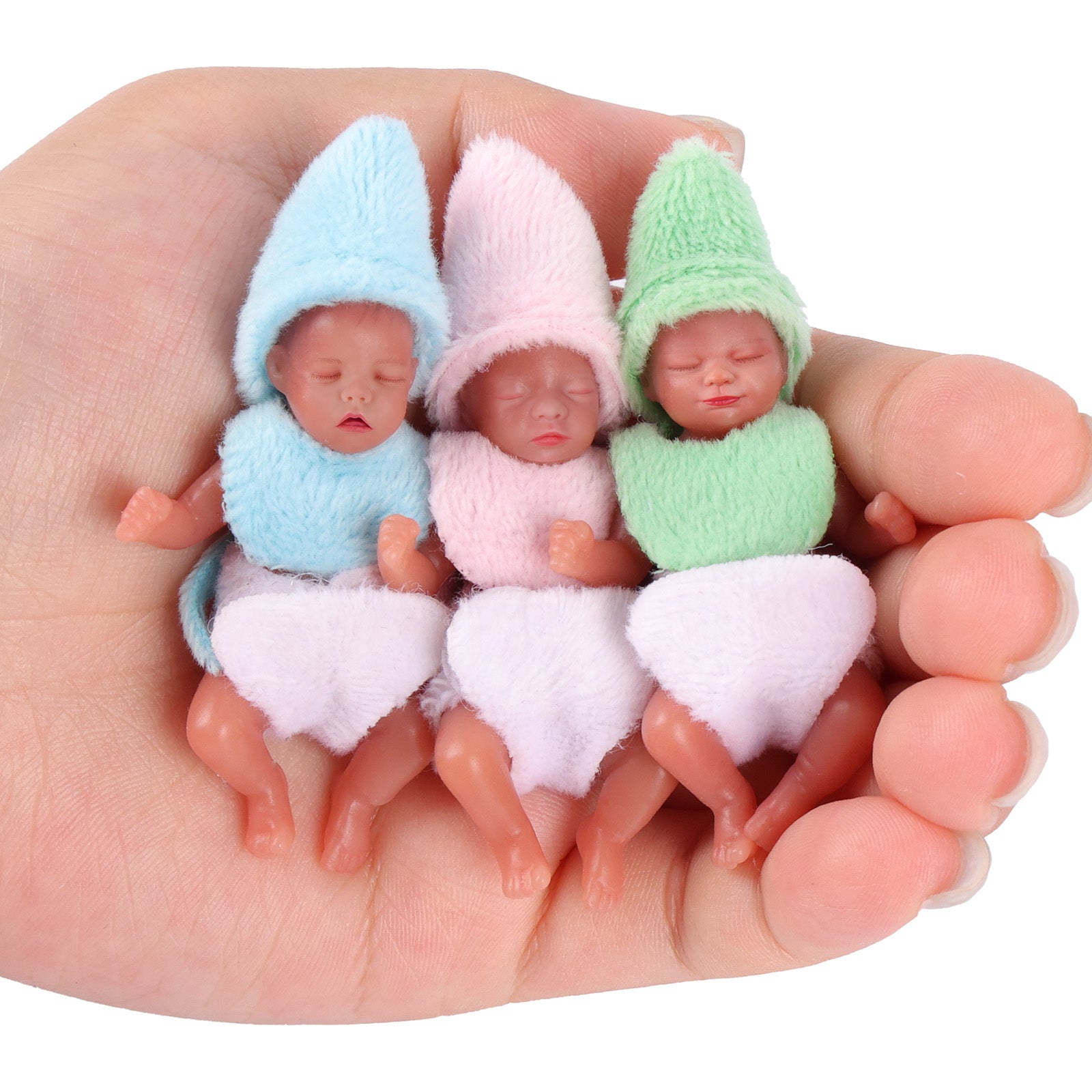 Full Platinum Solid Silicone Star Product 3 Inches Mini Sleeping Baby Doll Girl with Free Delicate Furniture Accessories