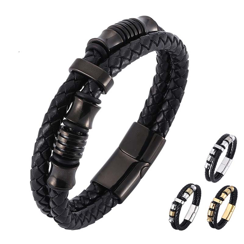 BWOOOH Layered Leather Weave Fortune Bracelet