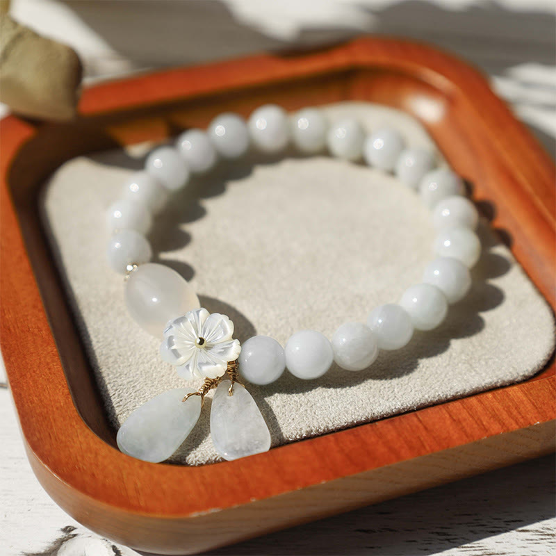 BWOOOH "Hoping for Purity and Peace"Natural White Jade Br
