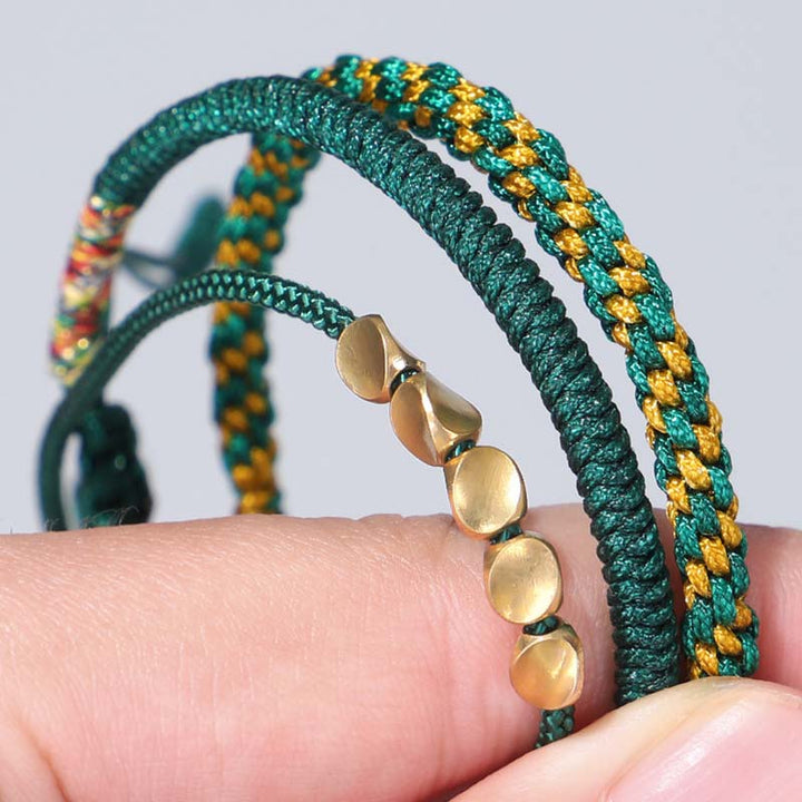 BWOOOH 3 PCS Tibetan Copper Beads Healing Protection Luck Bracelet Set