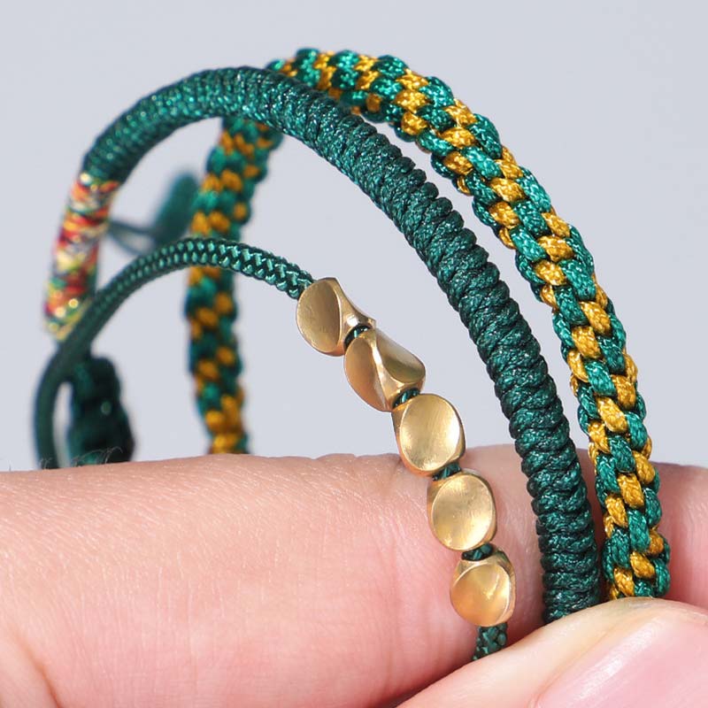 BWOOOH 3 PCS Tibetan Copper Beads Healing Protection Luck Bracelet Set