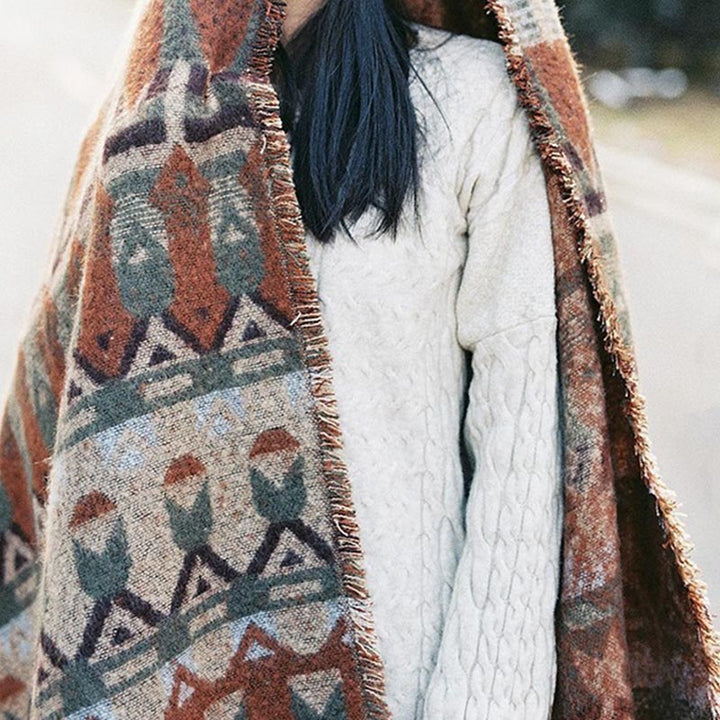 BWOOOH Tibetan Shawl Classic Geometry Pattern Winter Cozy