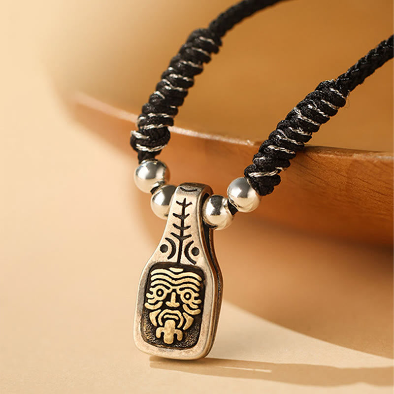 BWOOOH Tibetan 925 Sterling Silver Zakiram Goddess of Wealth Protection Rope Necklace Pendant
