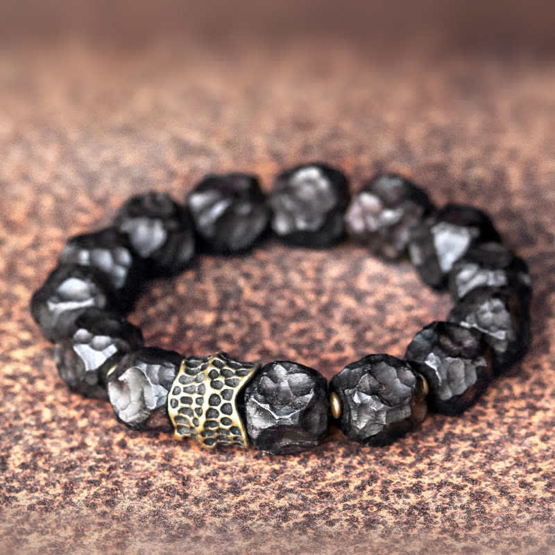 BWOOOH Ebony Wood Copper Peace Balance Couple Bracelet