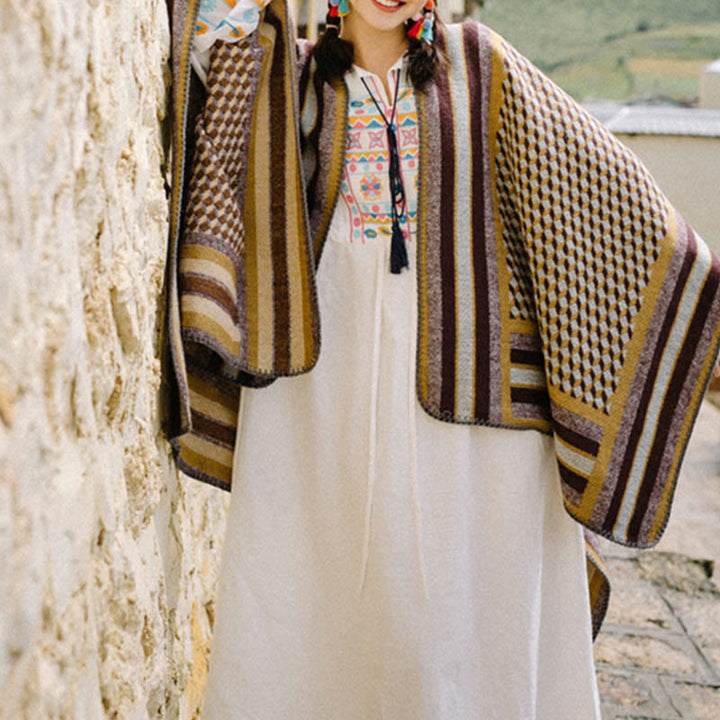 BWOOOH Tibetan Shawl Classic Pattern Winter Cozy Warm Tra