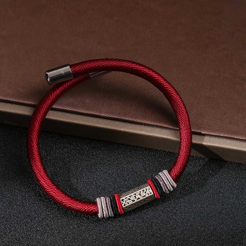 BWOOOH 925 Sterling Silver Om Mani Padme Hum Peace Red String Bracelet