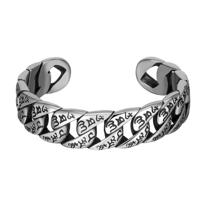 BWOOOH Tibetan Om Mani Padme Hum Mantra Titanium Steel Peace Cuf Bangle Bracelet