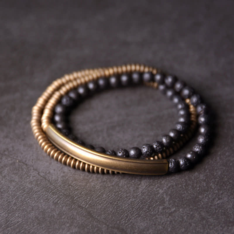 BWOOOH Vintage Lava Rock Copper Support Bracelet