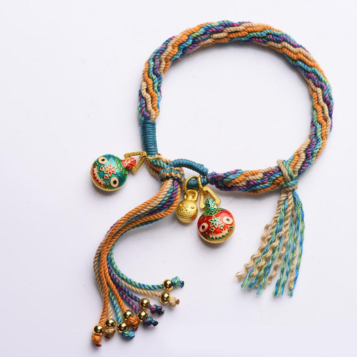 BWOOOH Gold Swallowing Beast Family Luck Reincarnation Knot Braid Colorful String Bracelet