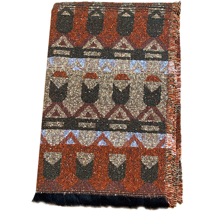 BWOOOH Tibetan Shawl Classic Geometry Pattern Winter Cozy