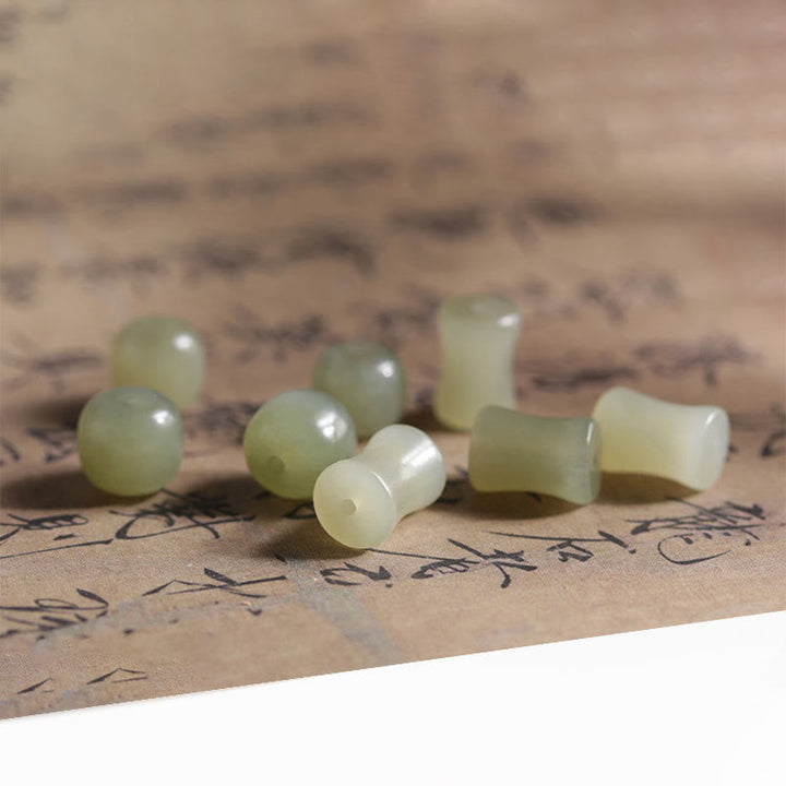 BWOOOH Natural Abelia Biflora Wood Hetian Jade Bamboo Bead Warding Off Evil Spirits Bracelet