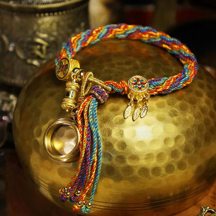 BWOOOH Tibetan Om Mani Padme Hum Dreamcatcher Luck Colorful Reincarnation Knot String Bracelet