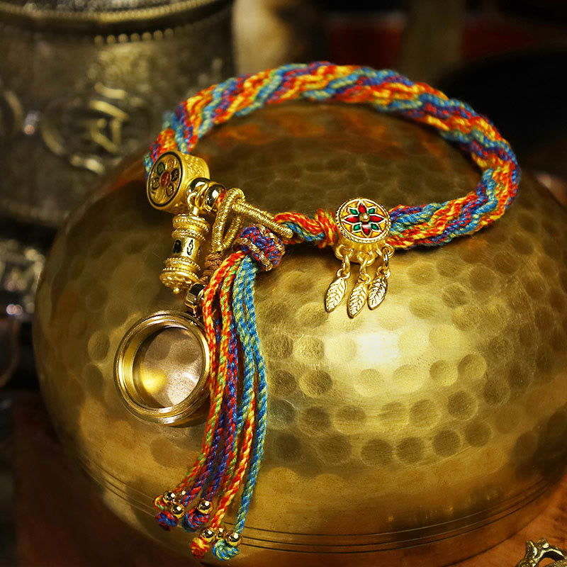 BWOOOH Tibetan Om Mani Padme Hum Dreamcatcher Luck Colorful Reincarnation Knot String Bracelet