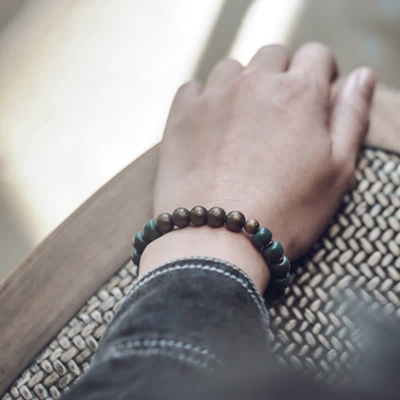 BWOOOH Tibetan Cyan Bodhi Seed Copper Success Bracelet | natural stone spiritual bracelet for healing and mindful living