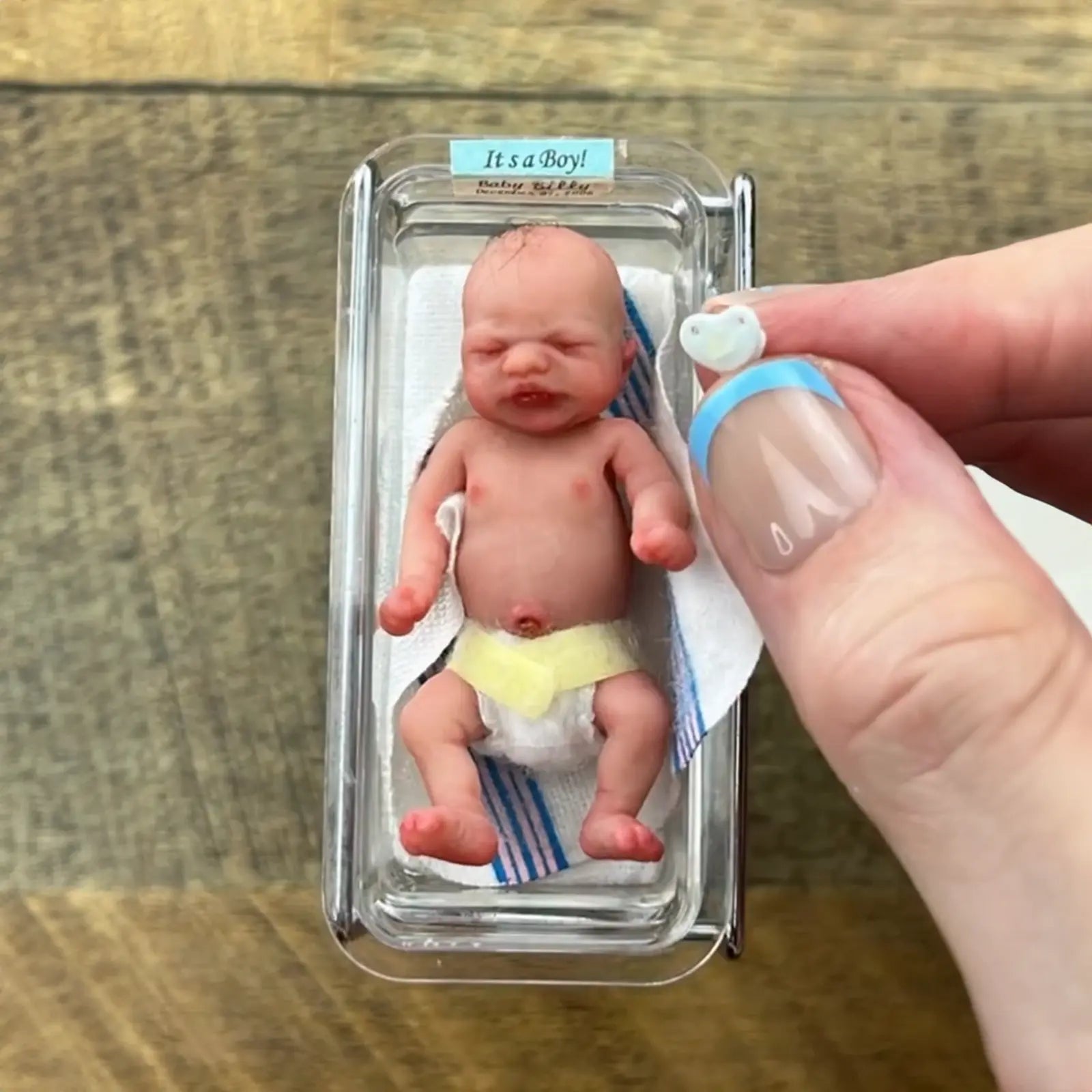 Reborn Cute Newborn 3 Inches Mini Flexible Solid Platinum Liquid Full Silicone Reborn Doll Baby Girl