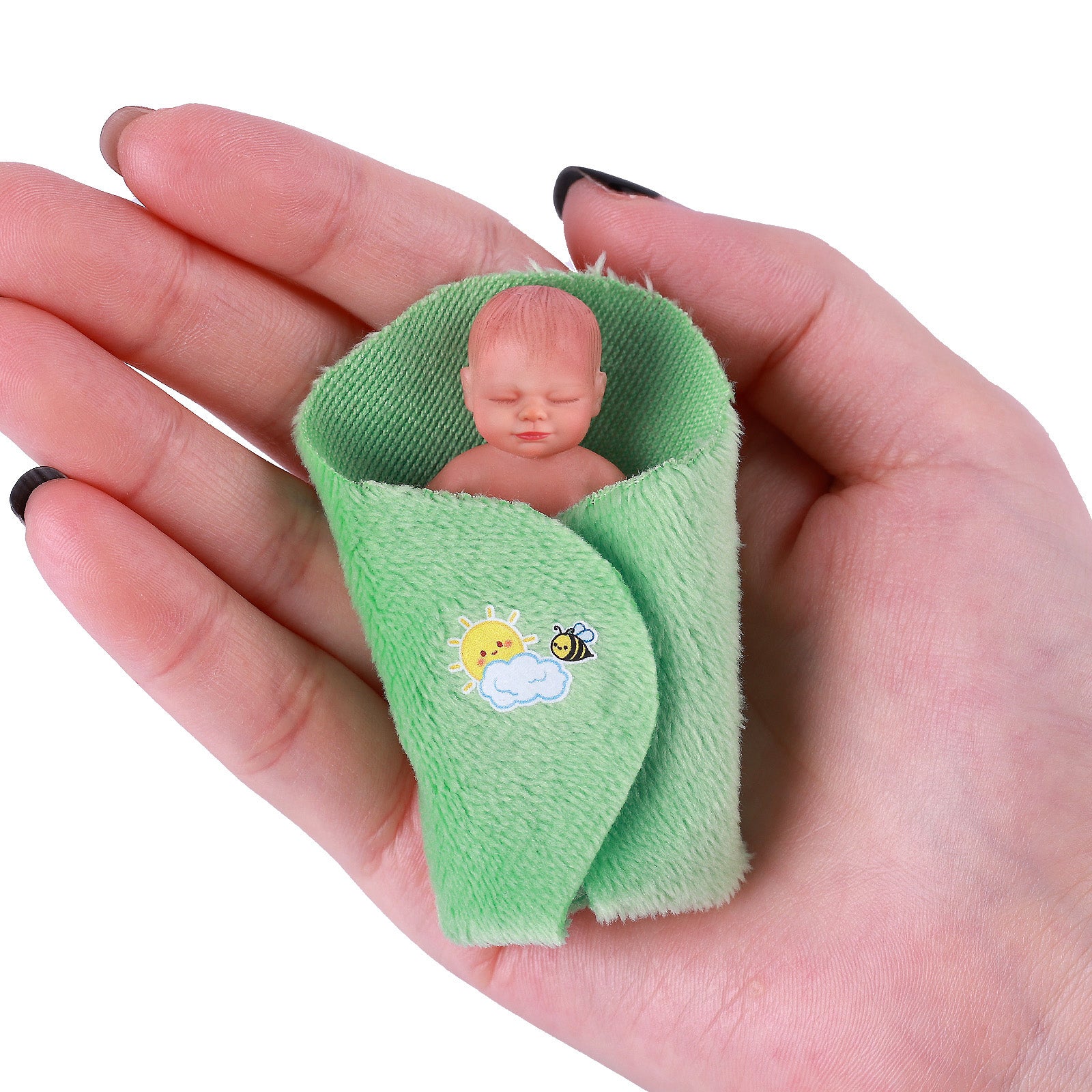 Full Platinum Solid Silicone Star Product 3 Inches Mini Sleeping Baby Doll Girl with Free Delicate Furniture Accessories