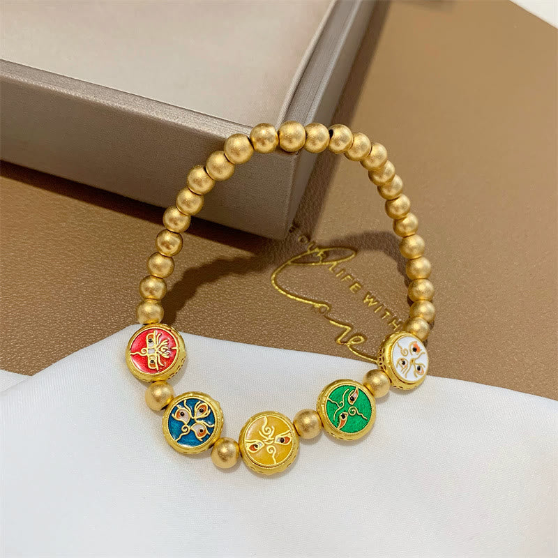 BWOOOH Tibetan Five God Of Wealth Copper Beads Luck Bracelet