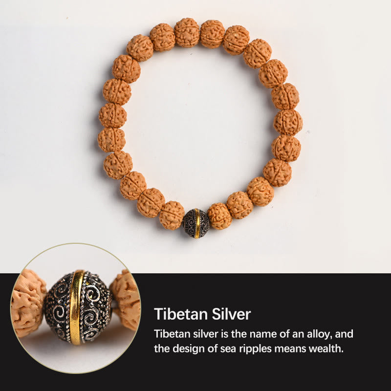 BWOOOH Tibet Rudraksha Bodhi Seed Wealth Auspiciousness Bracelet | spiritual healing bracelet
