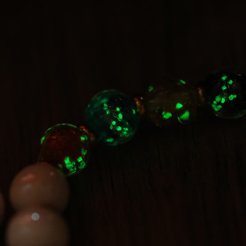 BWOOOH Tibetan Incense Ash Porcelain Luminous Fluorescent Liuli Glass Bead Gourd Copper Coin Charm Peace Bracelet