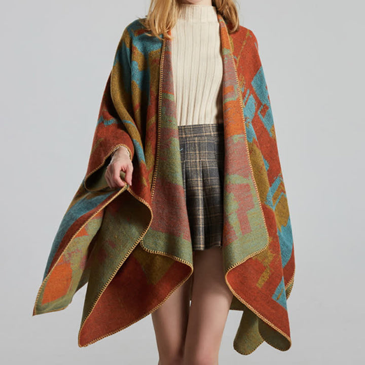 BWOOOH Tibetan Orange Shawl Warm Cloak Scarf