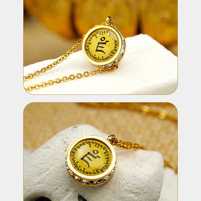 BWOOOH Tibetan Yellow God Of Wealth Green Tara Buddha Serenity Titanium Steel Necklace Pendant