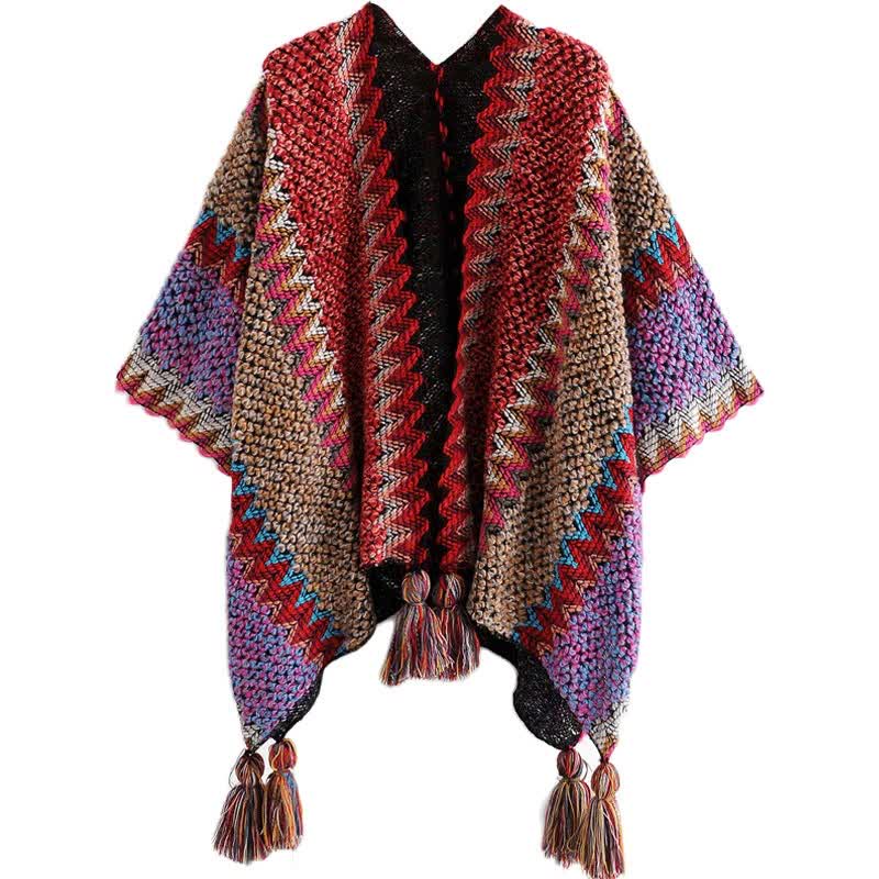BWOOOH Tibetan Shawl Warm Cloak Tibetan Tassel Scarf