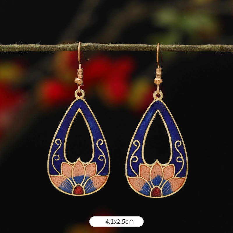 BWOOOH Lotus Butterfly Flower Alloy Copper Enlightenment Drop Earrings