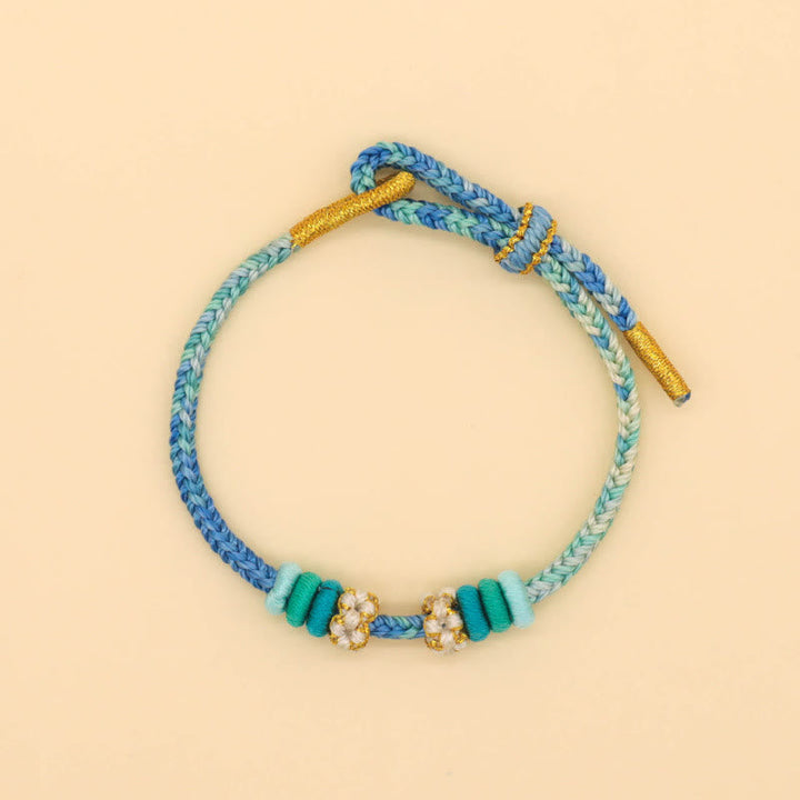 BWOOOH Handmade Eight Thread Peace Knot Peach Blossom Knot Luck Rope Braided Bracelet