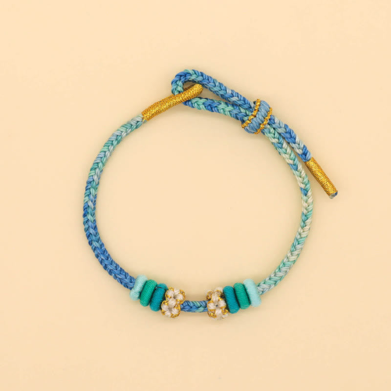 BWOOOH Handmade Eight Thread Peace Knot Peach Blossom Knot Luck Rope Braided Bracelet