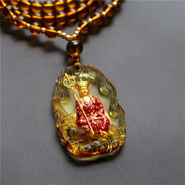 BWOOOH Ksitigarbha Buddha Liuli Crystal Compassion Amulet Necklace Pendant