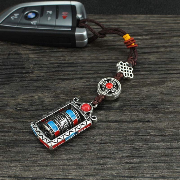 BWOOOH Six True Words Prayer Wheel Rotation Knot Blessing Keychain Decoration | spiritual healing bracelet