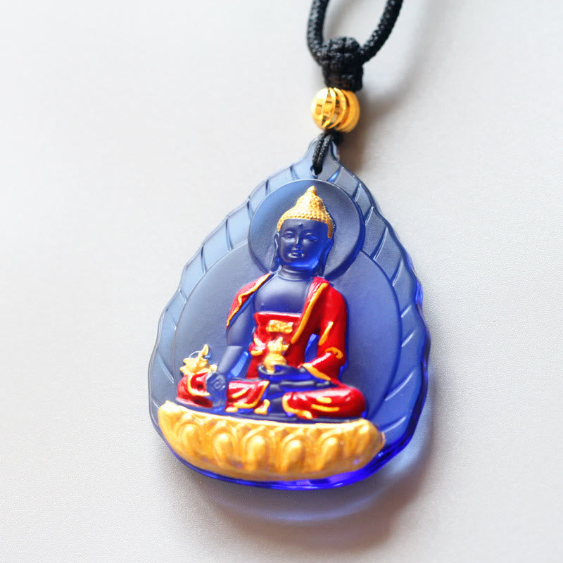 BWOOOH Tibet Medicine Buddha Liuli Crystal Compassion Necklace Pendant
