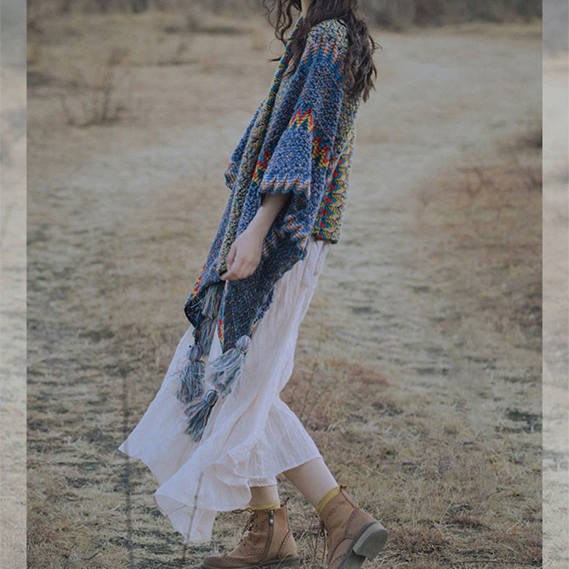 BWOOOH Tibetan Shawl Soft Warm Knitting Cloak Winter Tibe