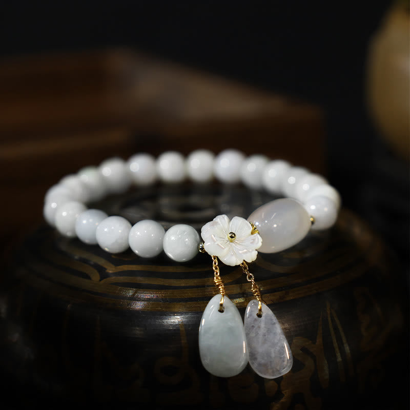 BWOOOH "Hoping for Purity and Peace"Natural White Jade Br