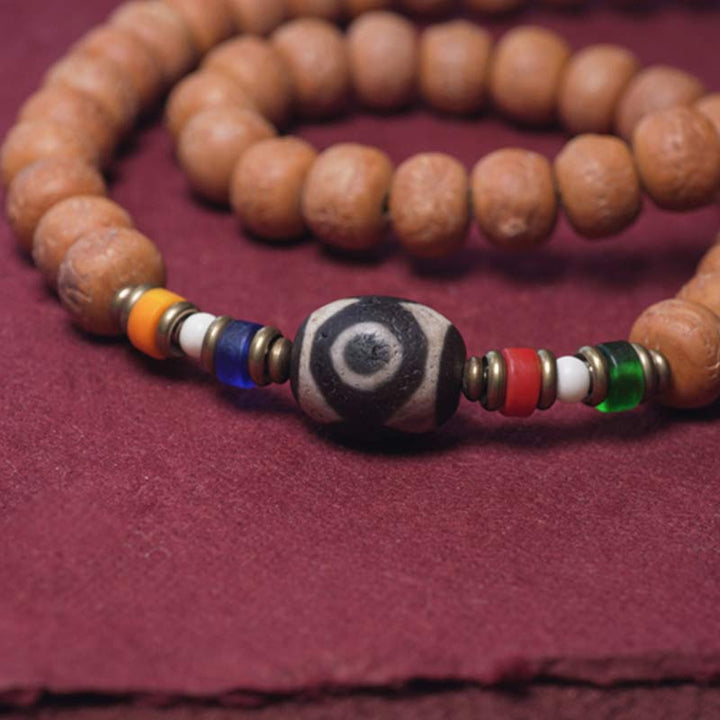 BWOOOH 108 Mala Beads Bodhi Seed Dzi Bead Peace Tassel Bracelet