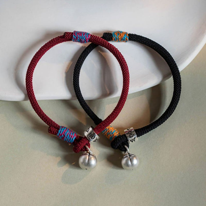 BWOOOH 925 Sterling Silver Tibetan Handmade Om Mani Padme Hum Persimmon Charm Luck Protection Braided Bracelet