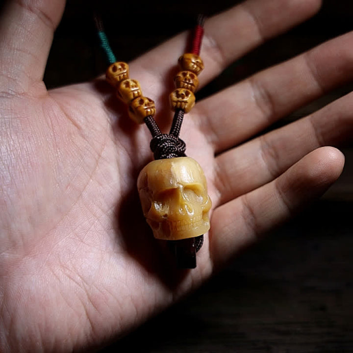 BWOOOH Tibetan Camel Bone Skull Lord of the Corpse Forest Protection Necklace Pendant