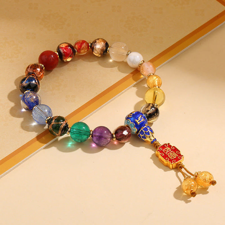 BWOOOH Tibetan Colorful Incense Ash Liuli Glass Bead Om Mani Padme Hum Dorje Vajra 18 Beads Wrist Mala