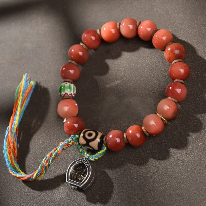 BWOOOH Tibetan Natural Camel Bone Dzi Bead Bodhi Seed Charm Luck Bracelet