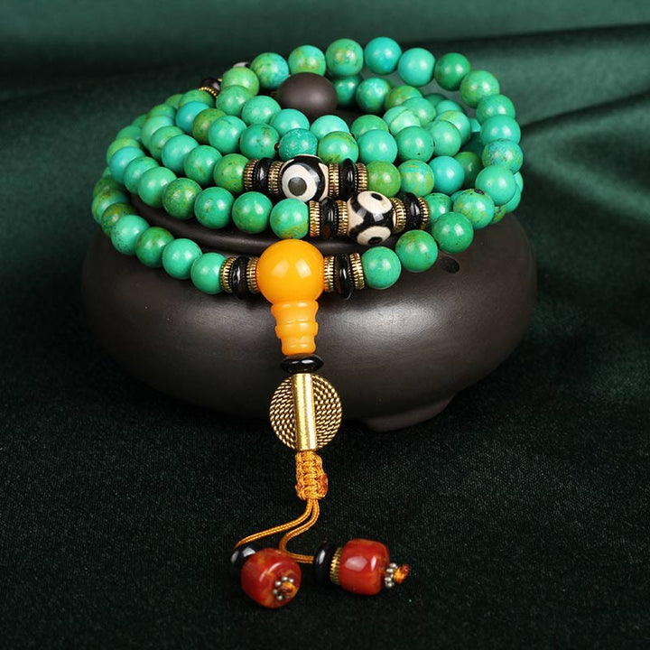 BWOOOH Tibetan Turquoise Mala Balance Necklace Bracelet