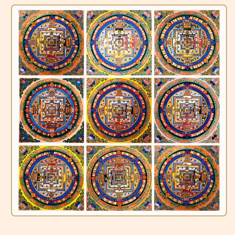 BWOOOH Tibetan thangka Buddhist painting - Tibetan Handmade Thangka Mandala Pa