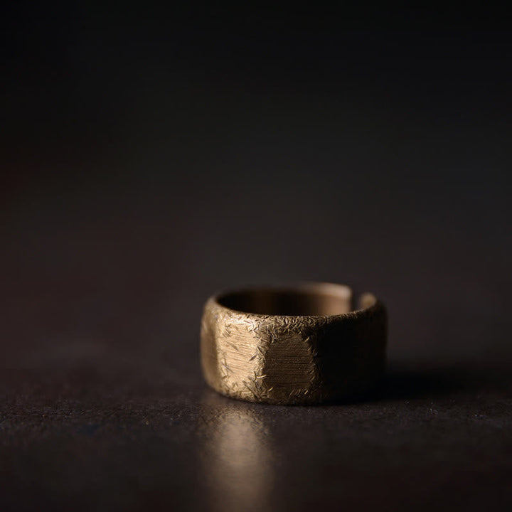 BWOOOH Tibetan Simple Design Copper Brass Frosted Wealth Ring
