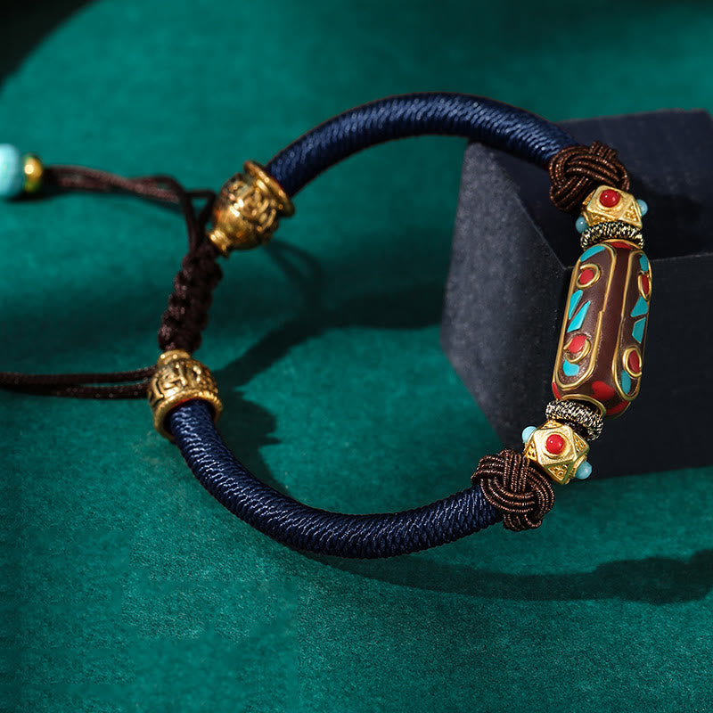 BWOOOH Handmade Tibetan Turquoise Om Mani Padme Hum Strength Braided Bracelet  -  Turquoise Tibetan bracelet for spiritual h...