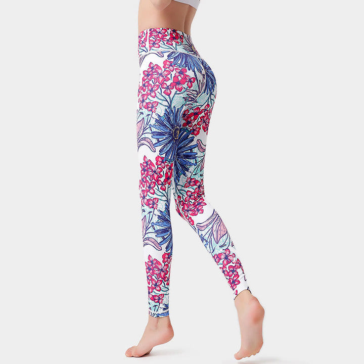 BWOOOH printed yoga leggings - Colorful Flower Petal Leaves Print Sport
