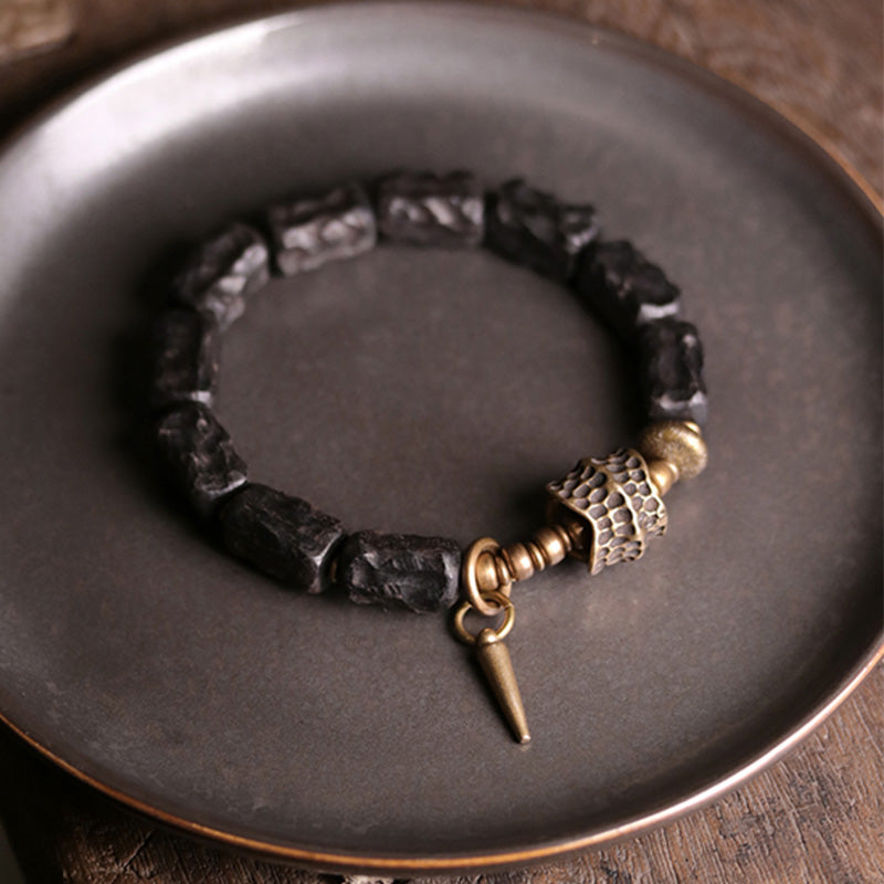 BWOOOH Ebony Wood Copper Balance Protection Couple Bracelet | natural stone spiritual bracelet for healing and mindful living