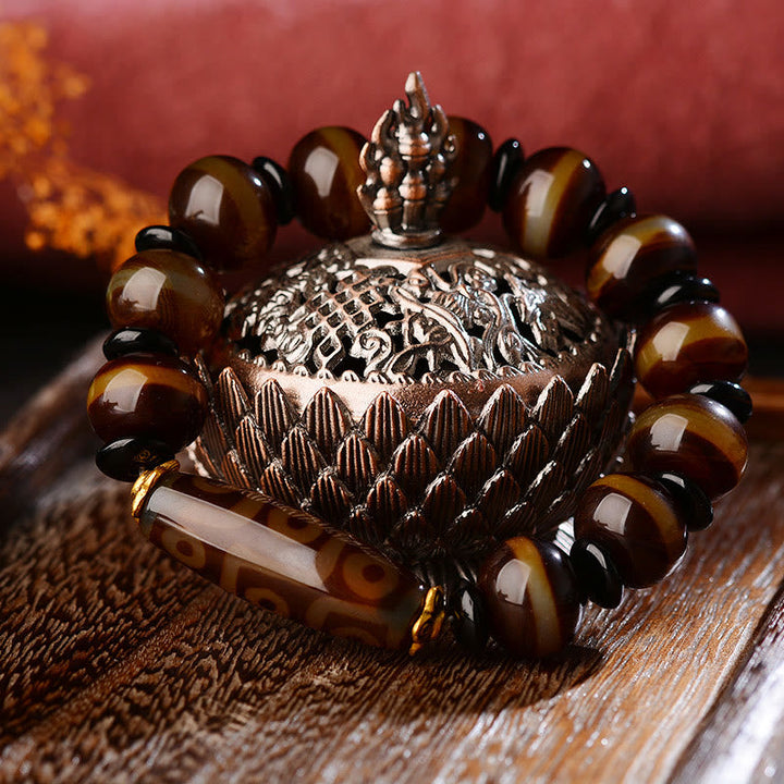 BWOOOH Tibetan Natural Nine-Eye Dzi Bead Agate Wealth Blessings Bracelet  -  Dzi Tibetan bracelet for spiritual healing and ...