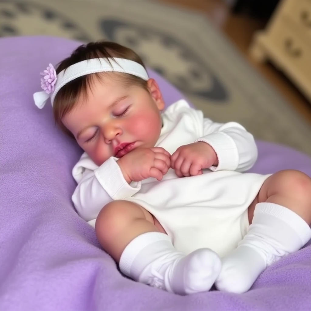 20" Reborn Lifelike Sleeping Baby Girl Fukion Cloth Body Reborn Doll Set with Heartbeat
