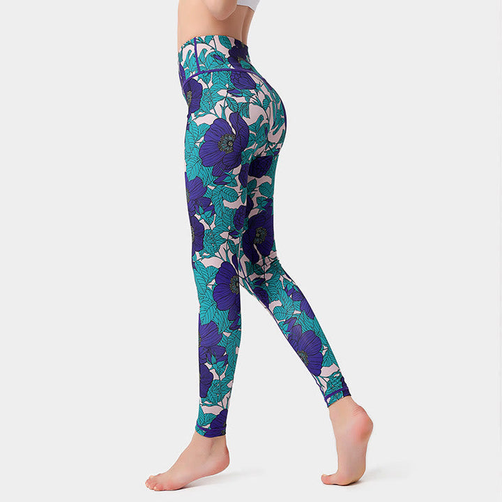 BWOOOH printed yoga leggings - Colorful Flower Petal Leaves Print Sport
