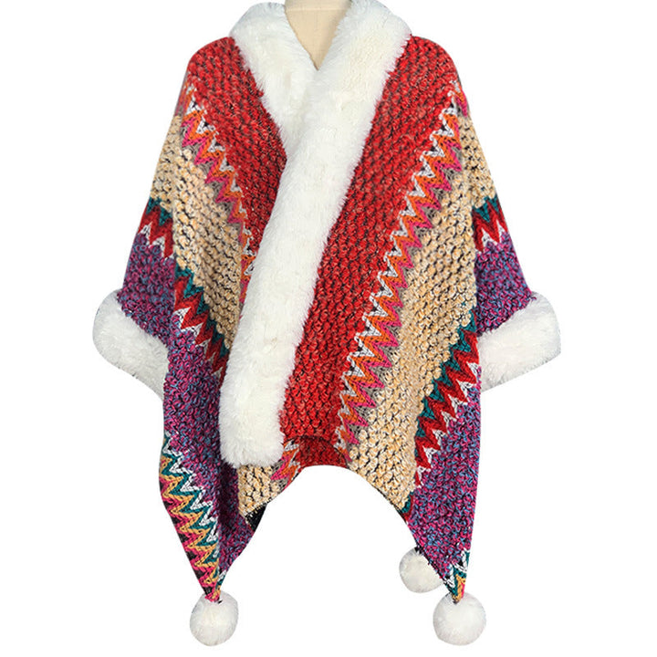 BWOOOH Tibetan Multicolored Striped Shawl Winter Cozy Tra