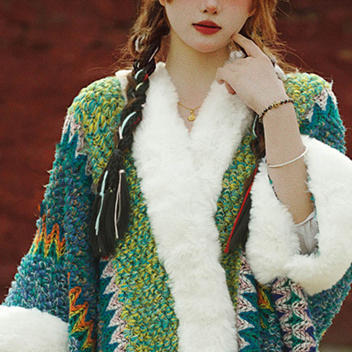 BWOOOH Tibetan Multicolored Striped Shawl Winter Cozy Tra
